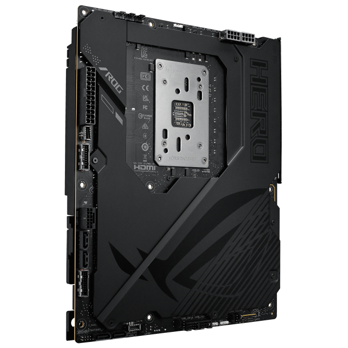 A large main feature product image of ASUS ROG Crosshair X870E Hero BTF AM5 ATX Desktop Motherboard