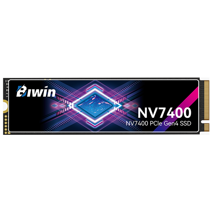 A large main feature product image of BIWIN Black Opal NV7400 PCIe Gen4 NVMe M.2 SSD - 4TB
