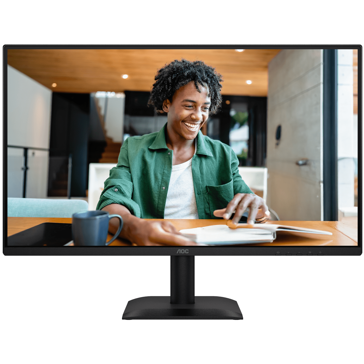 A large main feature product image of AOC 27E40L - 27" 1080p 144Hz IPS Circular Polarization Monitor