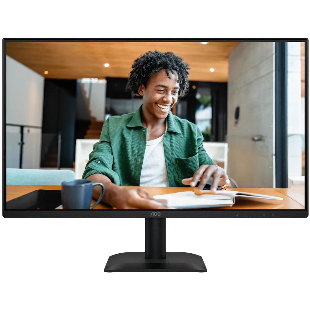 A large main feature product image of AOC 27E40L - 27" 1080p 144Hz IPS Circular Polarization Monitor