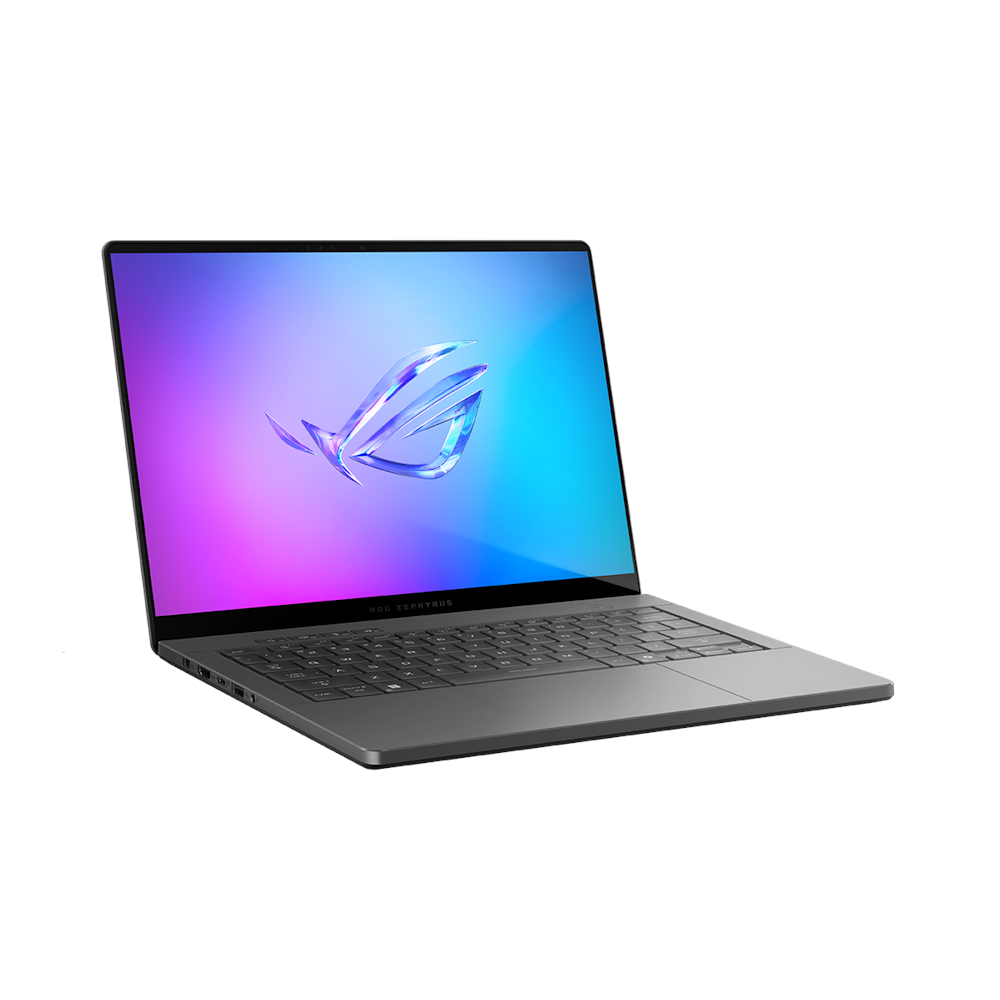A large main feature product image of EX-DEMO ASUS ROG Zephyrus G14 (GA403) - 14" 3K 120Hz OLED, Ryzen 9 270, RTX 5060, 32GB/1TB - Win 11 Gaming Notebook