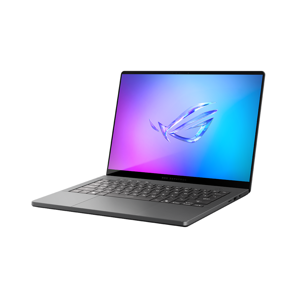 A large main feature product image of EX-DEMO ASUS ROG Zephyrus G14 (GA403) - 14" 3K 120Hz OLED, Ryzen 9 270, RTX 5060, 32GB/1TB - Win 11 Gaming Notebook
