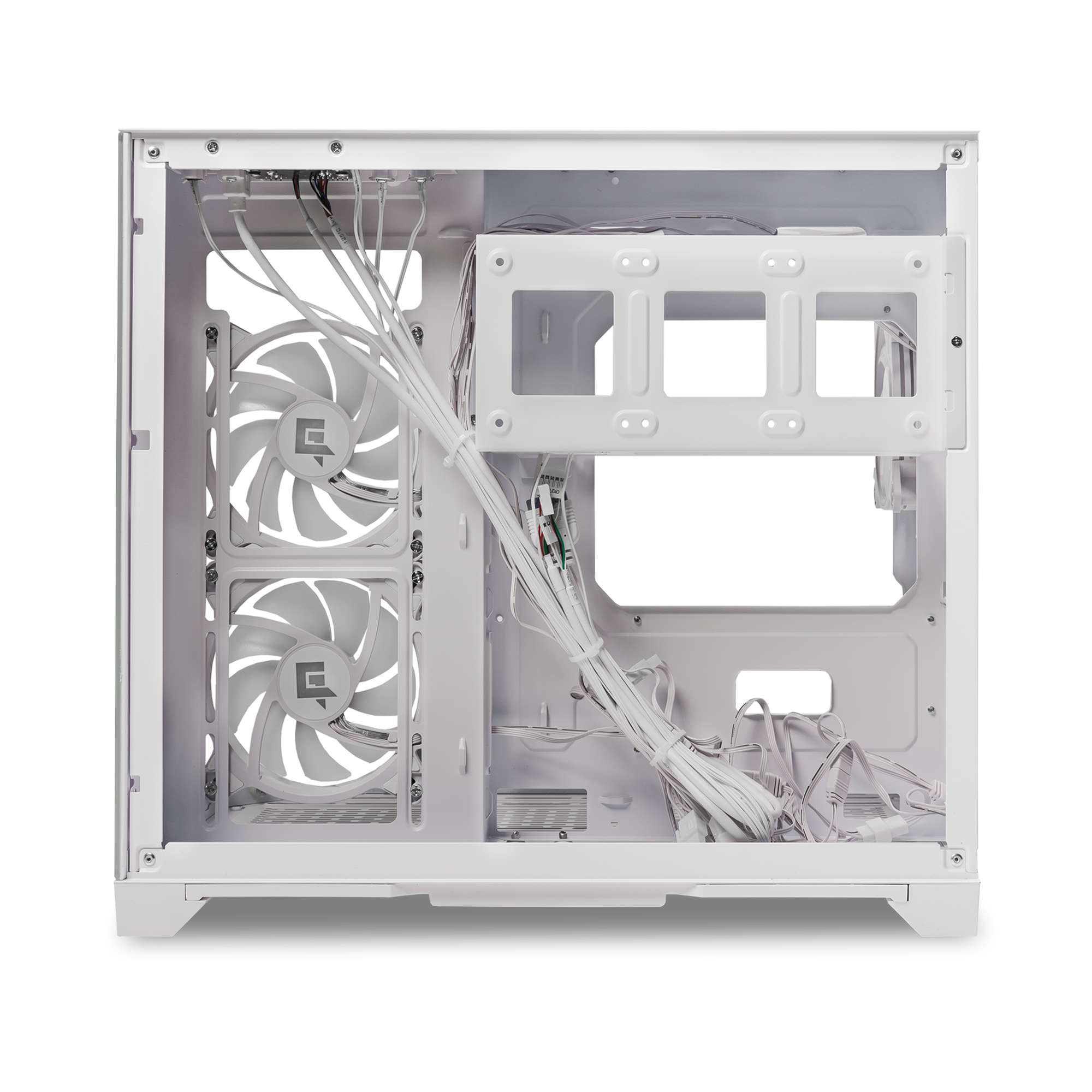 A large main feature product image of EX-DEMO GamerChief GlassView GV10 - White