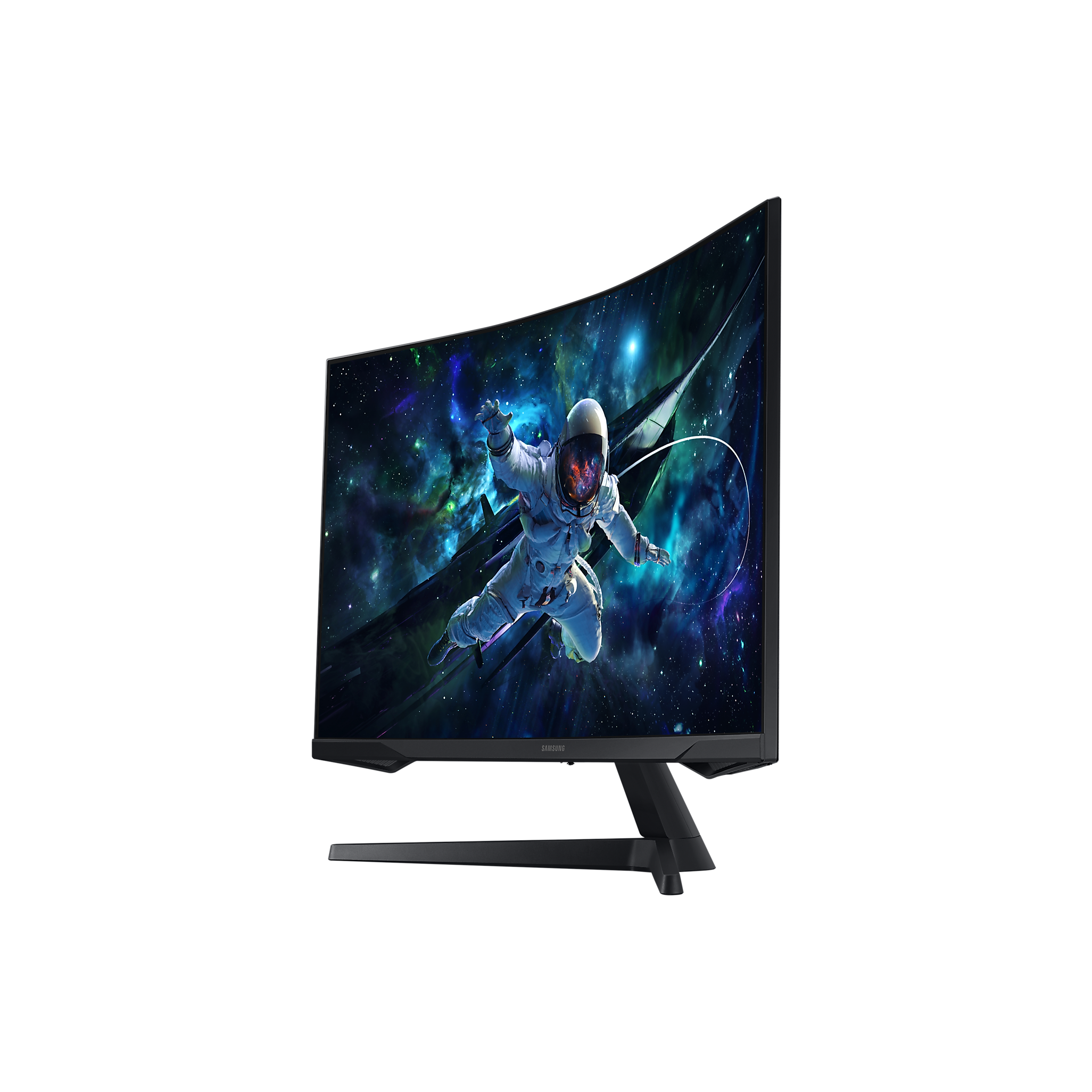 A large main feature product image of EX-DEMO Samsung Odyssey G55C - 32" Curved 1440p 165Hz VA Gaming Monitor