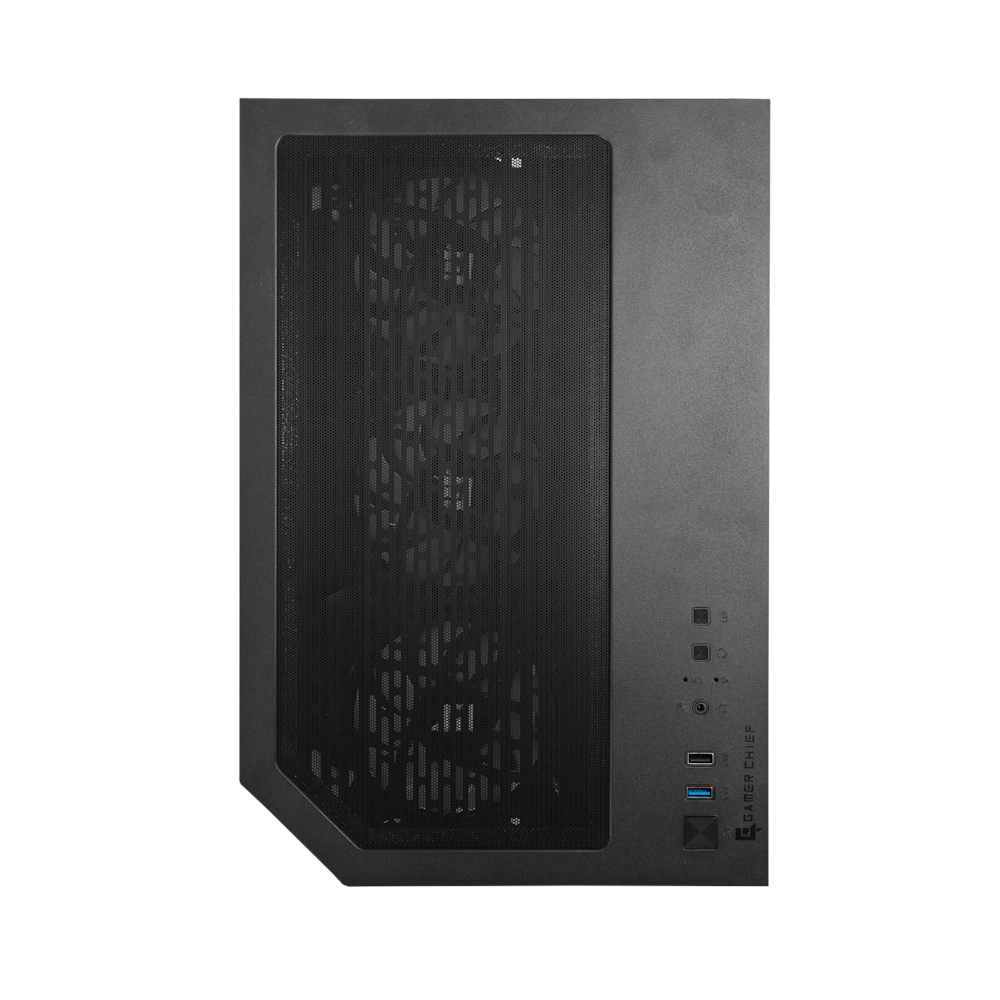 A large main feature product image of EX-DEMO GamerChief GlassView GV10 - Black