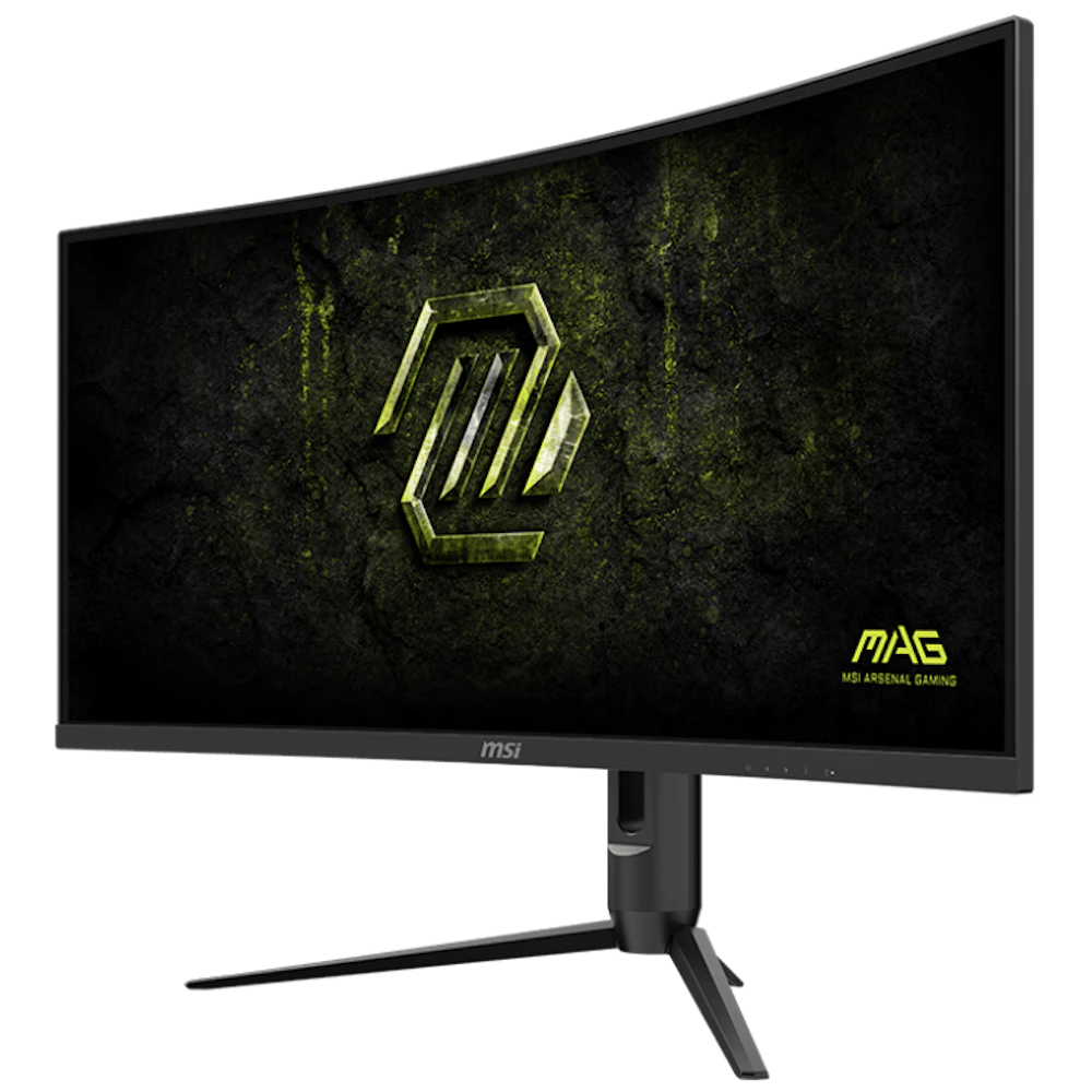 A large main feature product image of MSI MAG 342CQRF E20 - 34" Curved 1440p 200Hz 0.5ms Rapid VA Gaming Monitor