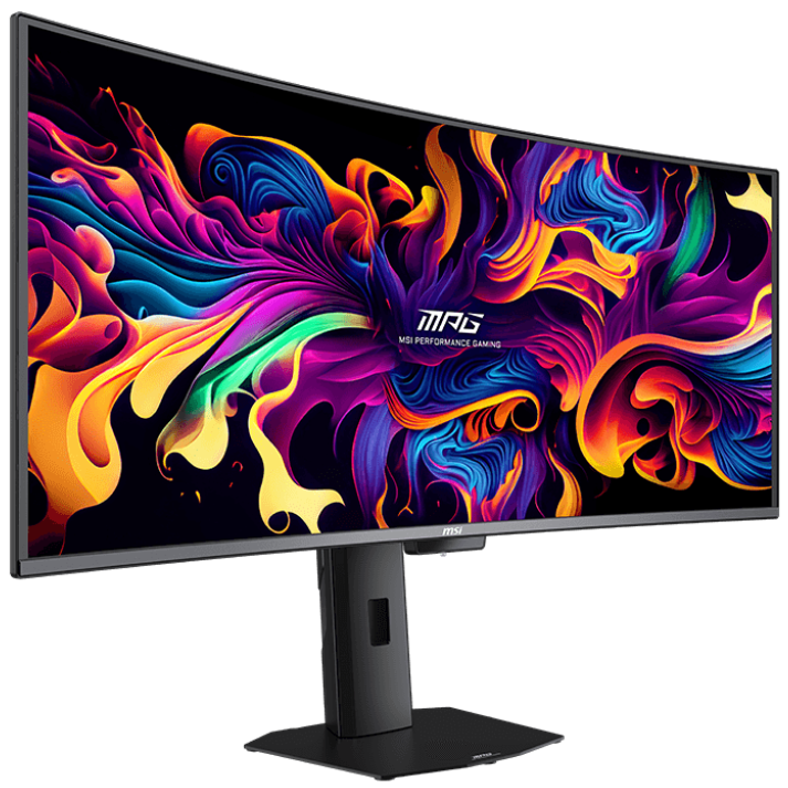 A large main feature product image of MSI MPG 341CQR X36 - 34" Curved 1440p 360Hz 0.03ms QD-OLED Gaming Monitor