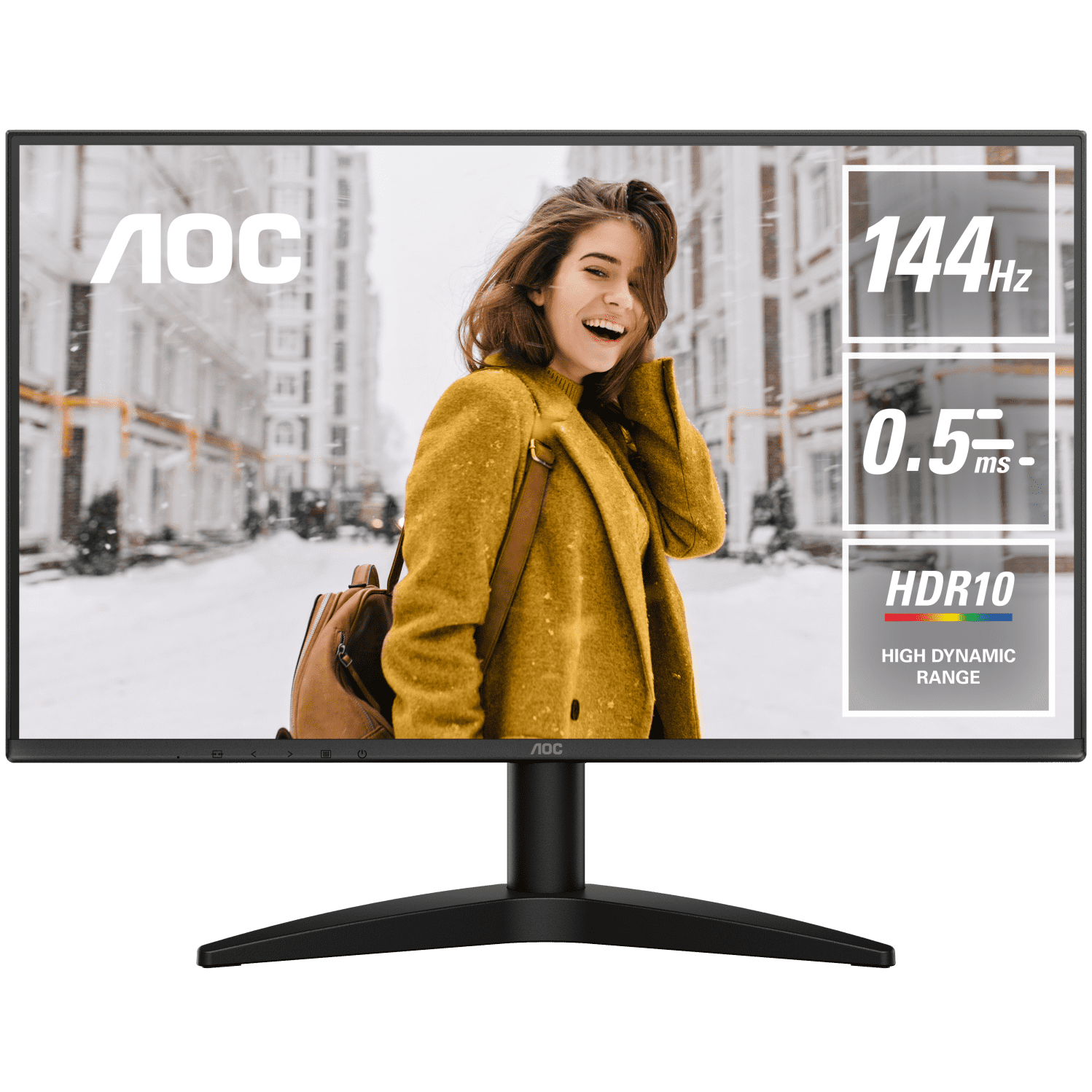 A large main feature product image of AOC Q27B36X - 24" 1440p 144Hz IPS Monitor