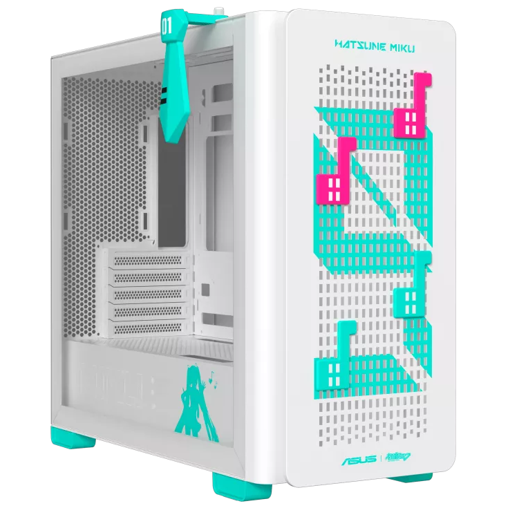 A large main feature product image of ASUS A23 ATX Mid Tower Case - Hatsune Miku Edition