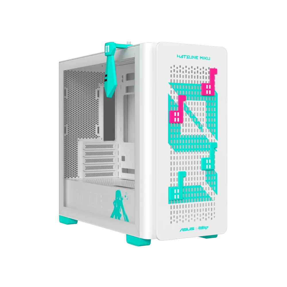 A large main feature product image of ASUS A23 ATX Mid Tower Case - Hatsune Miku Edition