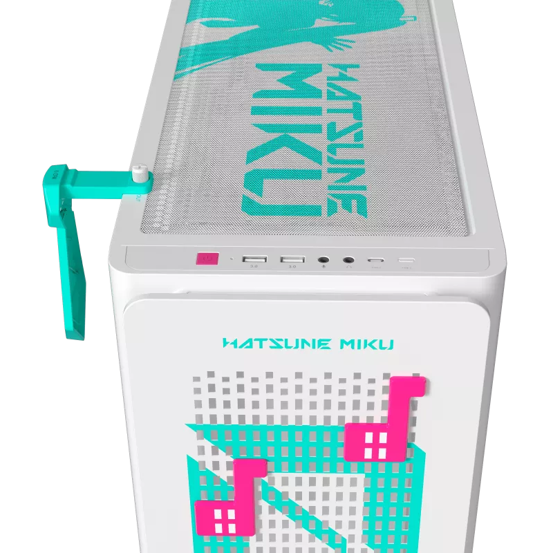 A large main feature product image of ASUS A23 ATX Mid Tower Case - Hatsune Miku Edition