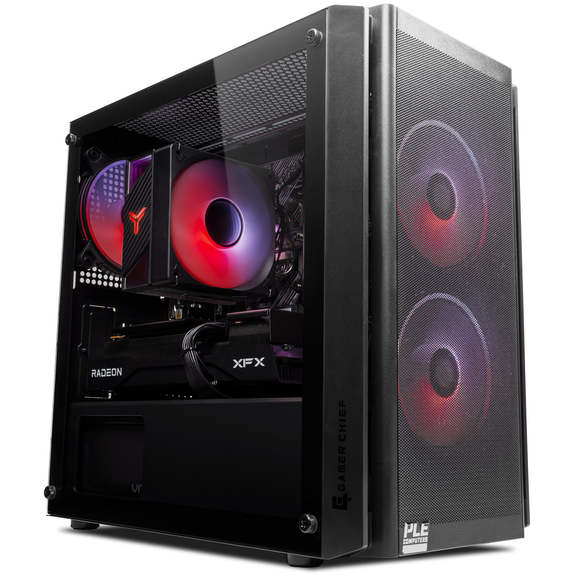 A large main feature product image of PLE Trooper RX 9070 Prebuilt Ready To Go Gaming PC