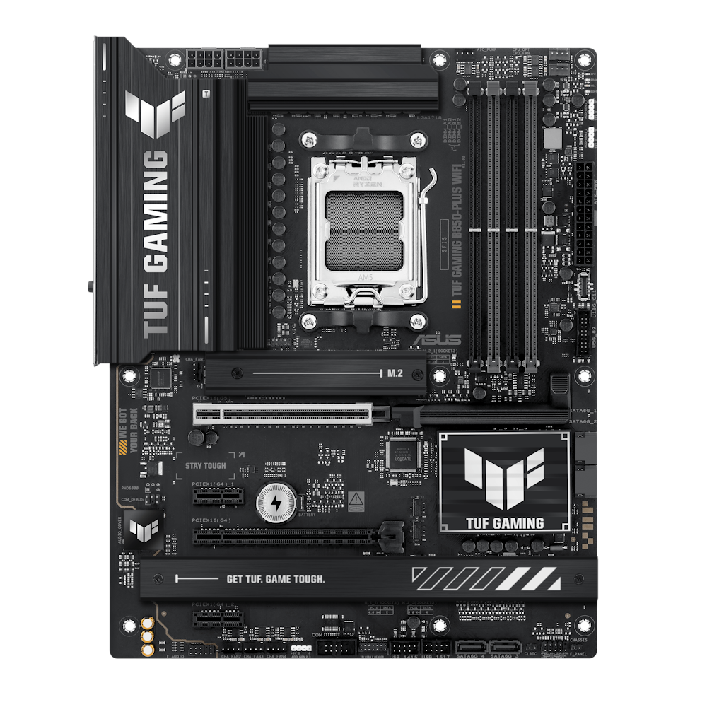 A large main feature product image of EX-DEMO ASUS TUF Gaming B850-Plus WiFi AM5 ATX Desktop Motherboard