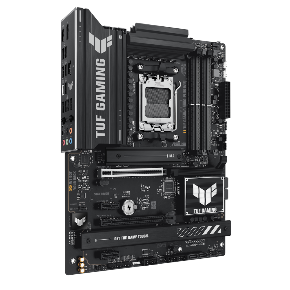 A large main feature product image of EX-DEMO ASUS TUF Gaming B850-Plus WiFi AM5 ATX Desktop Motherboard