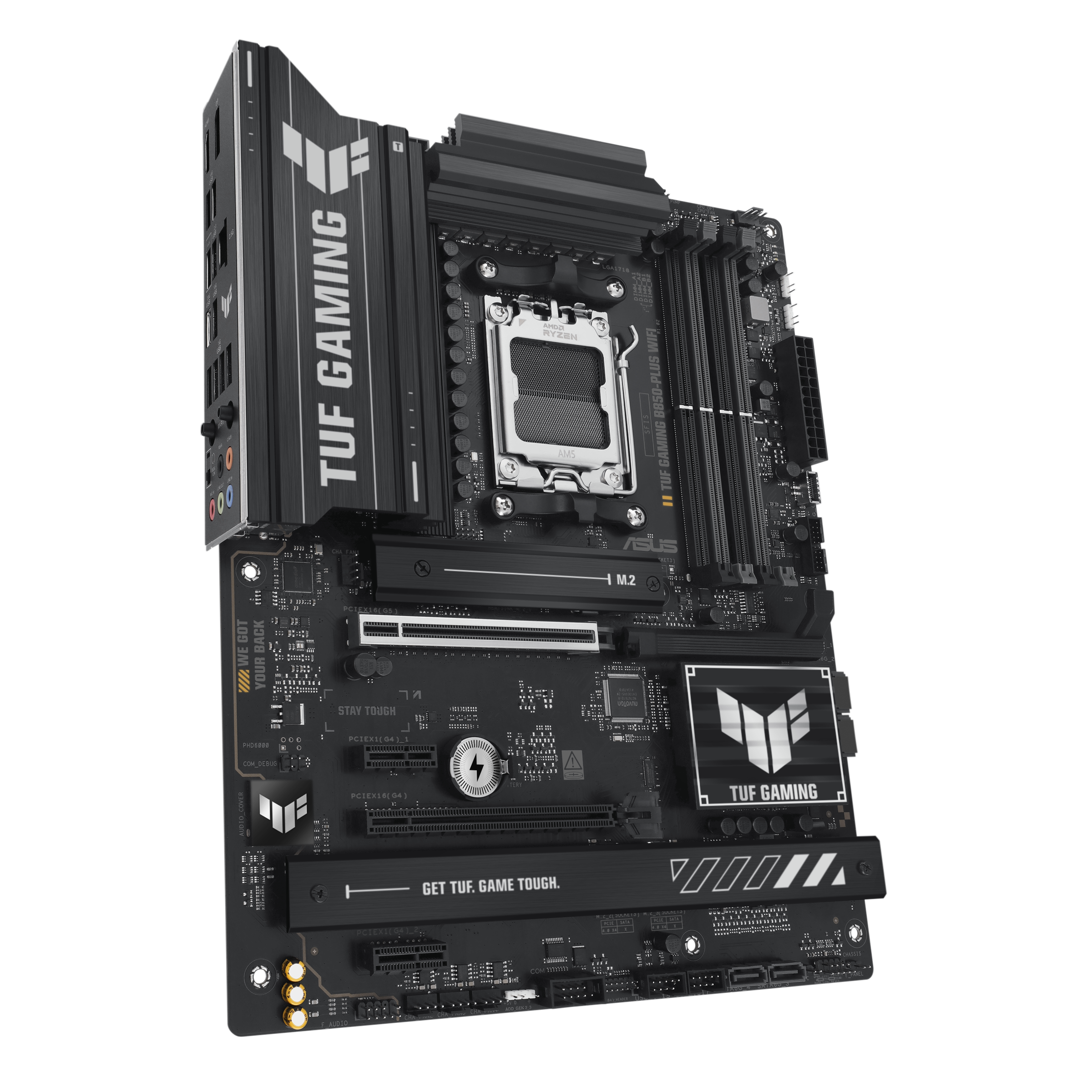 A large main feature product image of EX-DEMO ASUS TUF Gaming B850-Plus WiFi AM5 ATX Desktop Motherboard