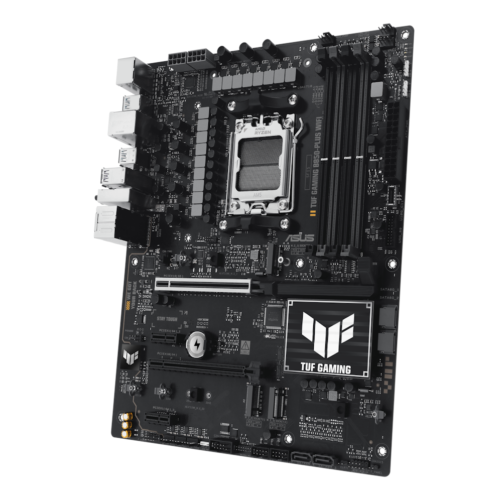 A large main feature product image of EX-DEMO ASUS TUF Gaming B850-Plus WiFi AM5 ATX Desktop Motherboard