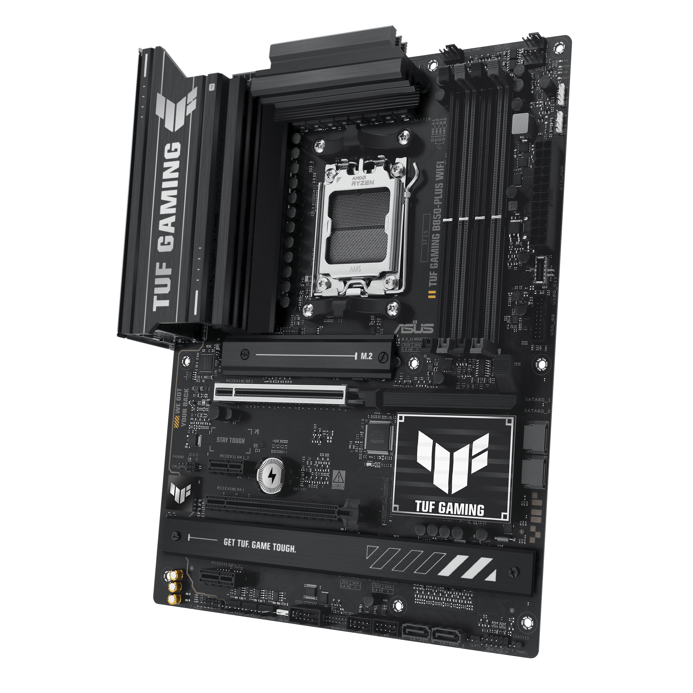 A large main feature product image of EX-DEMO ASUS TUF Gaming B850-Plus WiFi AM5 ATX Desktop Motherboard
