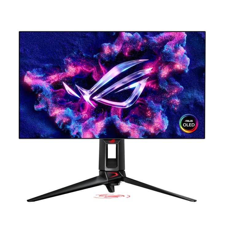 A large main feature product image of EX-DEMO ASUS ROG Swift PG27AQDP - 27" 1440p 480Hz 0.03ms OLED Gaming Monitor