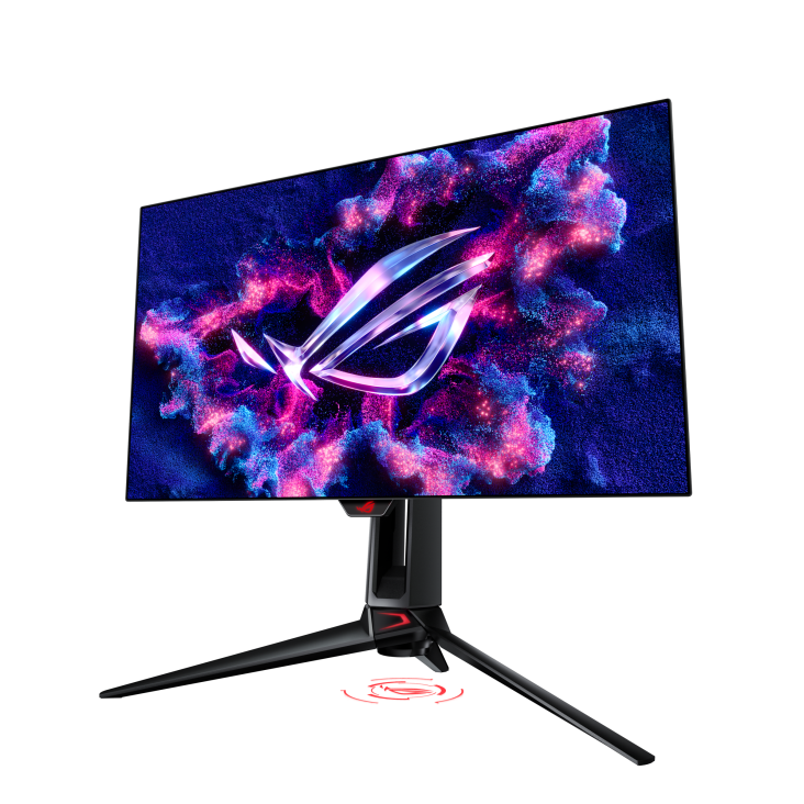 A large main feature product image of EX-DEMO ASUS ROG Swift PG27AQDP - 27" 1440p 480Hz 0.03ms OLED Gaming Monitor