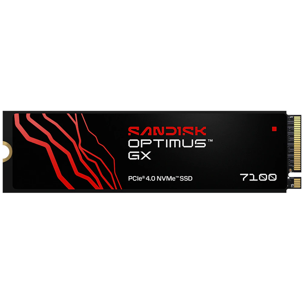 A large main feature product image of SanDisk Optimus GX 7100 PCIe Gen4 NVMe M.2 SSD - 2TB