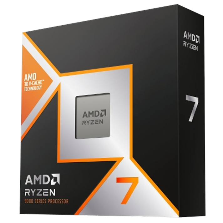 A large main feature product image of AMD Ryzen 7 9850X3D 8 Core 16 Thread Up to 5.6GHz AM5 - No HSF Retail Box