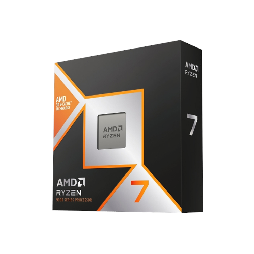 A large main feature product image of AMD Ryzen 7 9850X3D 8 Core 16 Thread Up to 5.6GHz AM5 - No HSF Retail Box
