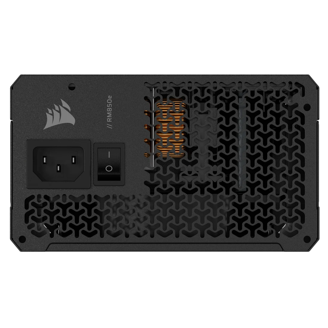 A large main feature product image of EX-DEMO Corsair RM850e - 850W Gold ATX 3.1 Modular PSU