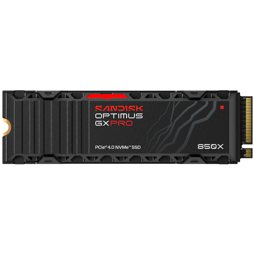 A large main feature product image of SanDisk Optimus GX PRO 850X w/ Heatsink PCIe Gen4 NVMe M.2 SSD - 1TB