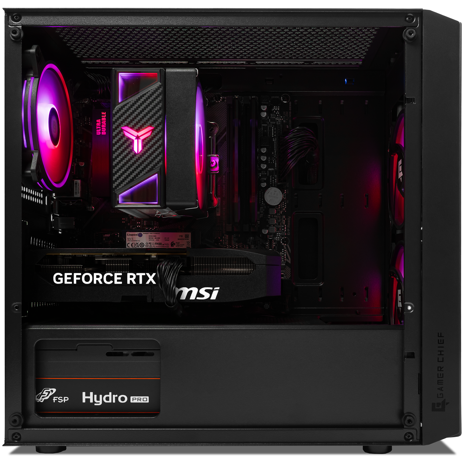 A large main feature product image of PLE Raven RTX 5070 Prebuilt Ready To Go Gaming PC