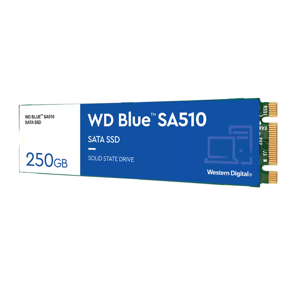 A large main feature product image of EX-DEMO WD Blue SA510 SATA III M.2 SSD - 250GB