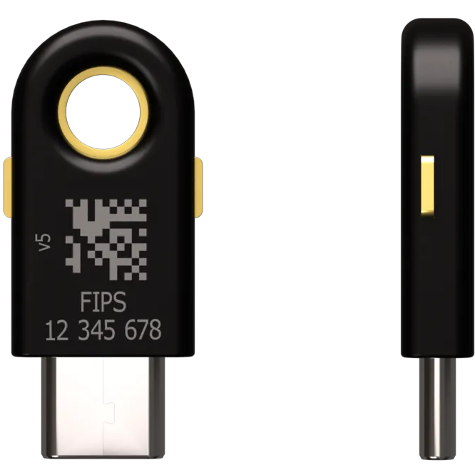 A large main feature product image of Yubico YubiKey 5C USB-C FIPS Security Key