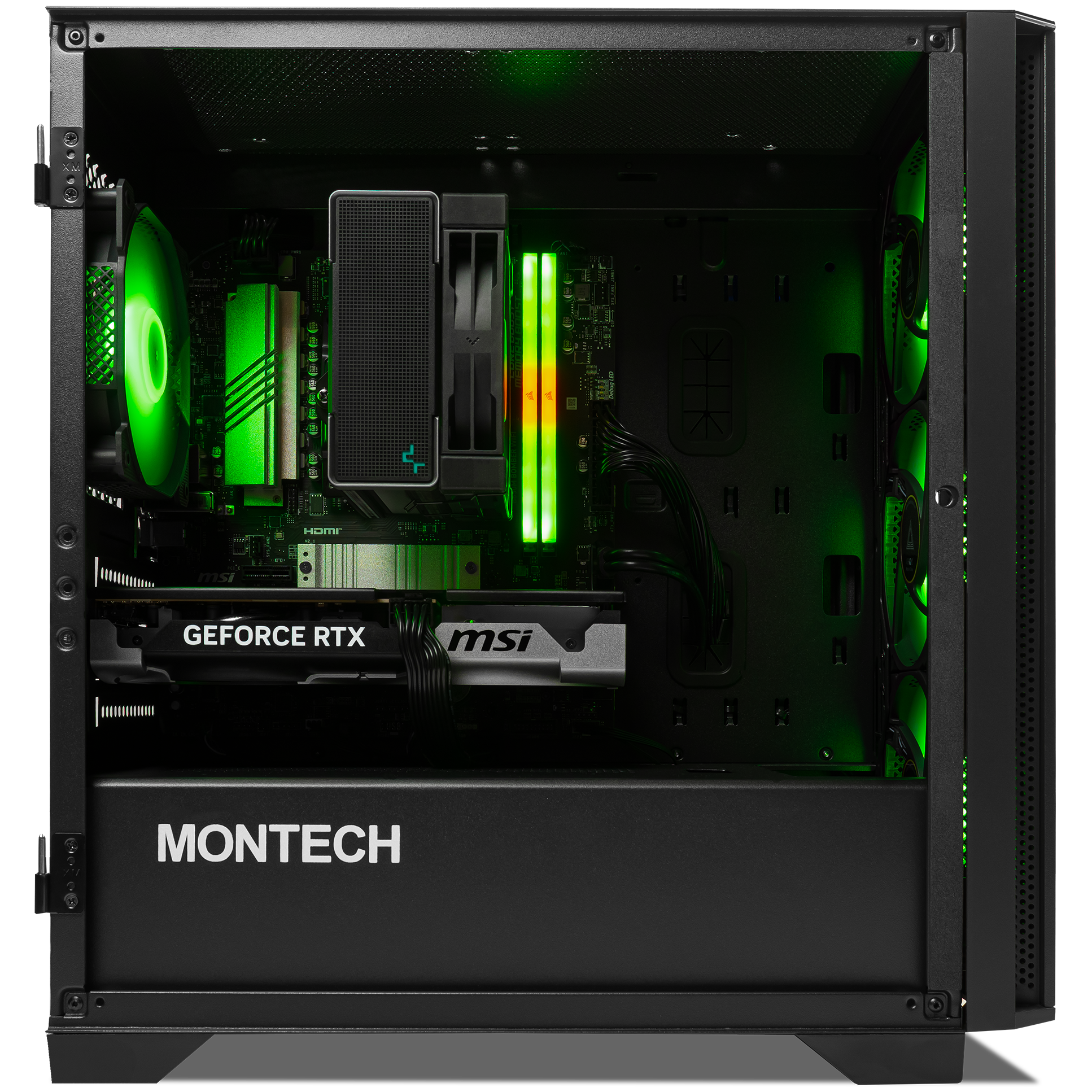 A large main feature product image of PLE Cauldron RTX 5060 Ti Prebuilt Ready To Go Gaming PC