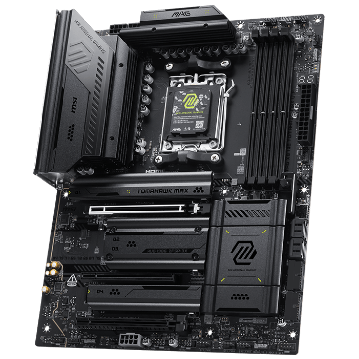 A large main feature product image of MSI MAG X870E Tomahawk Max WiFi AM5 ATX Desktop Motherboard