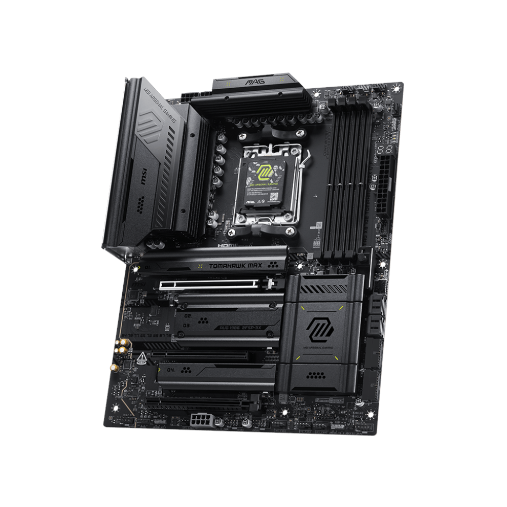 A large main feature product image of MSI MAG X870E Tomahawk Max WiFi AM5 ATX Desktop Motherboard
