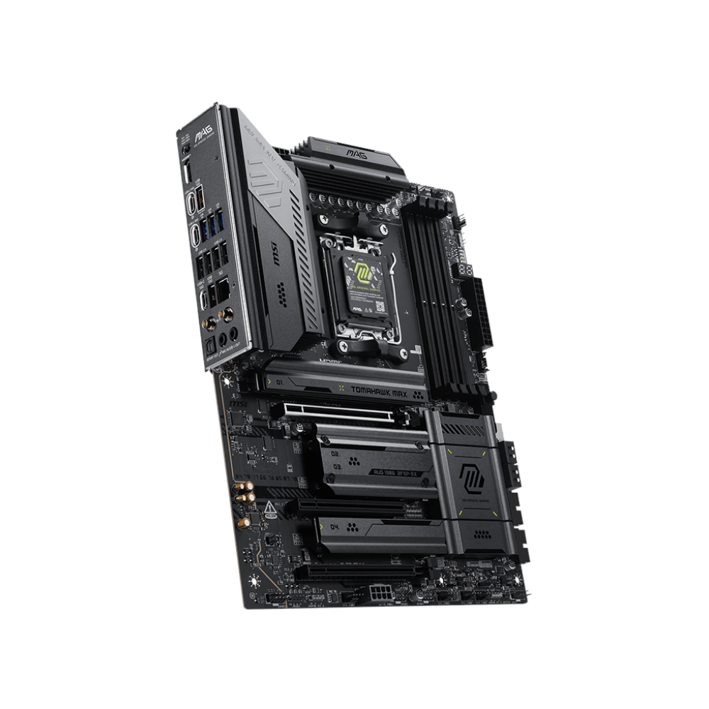 A large main feature product image of MSI MAG X870E Tomahawk Max WiFi AM5 ATX Desktop Motherboard