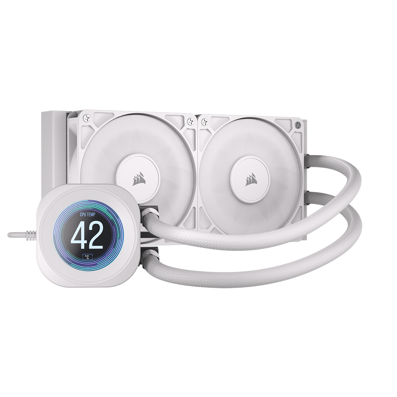 A large main feature product image of EX-DEMO Corsair NAUTILUS 240 RS LCD - 240mm AIO Liquid CPU Cooler (White)