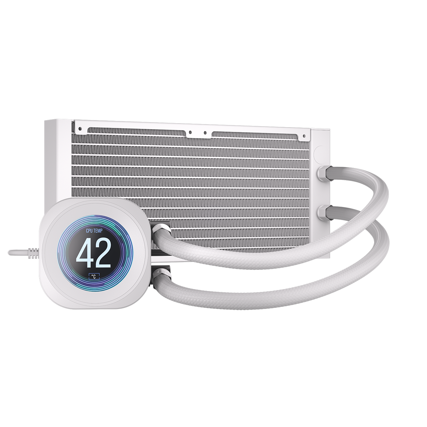 A large main feature product image of EX-DEMO Corsair NAUTILUS 240 RS LCD - 240mm AIO Liquid CPU Cooler (White)