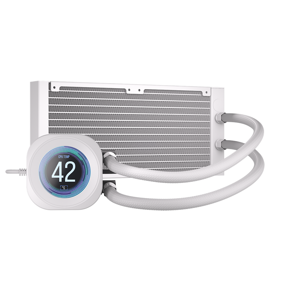 A large main feature product image of EX-DEMO Corsair NAUTILUS 240 RS LCD - 240mm AIO Liquid CPU Cooler (White)
