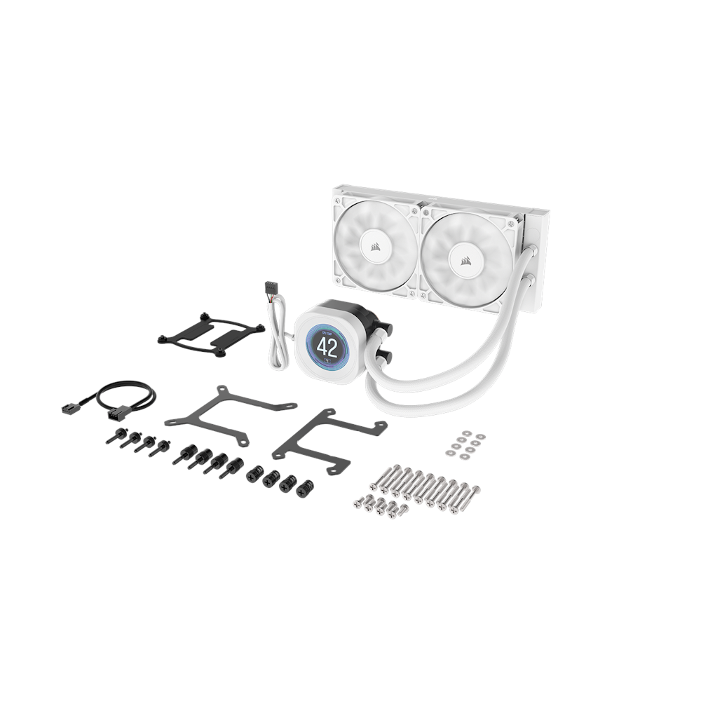 A large main feature product image of EX-DEMO Corsair NAUTILUS 240 RS LCD - 240mm AIO Liquid CPU Cooler (White)