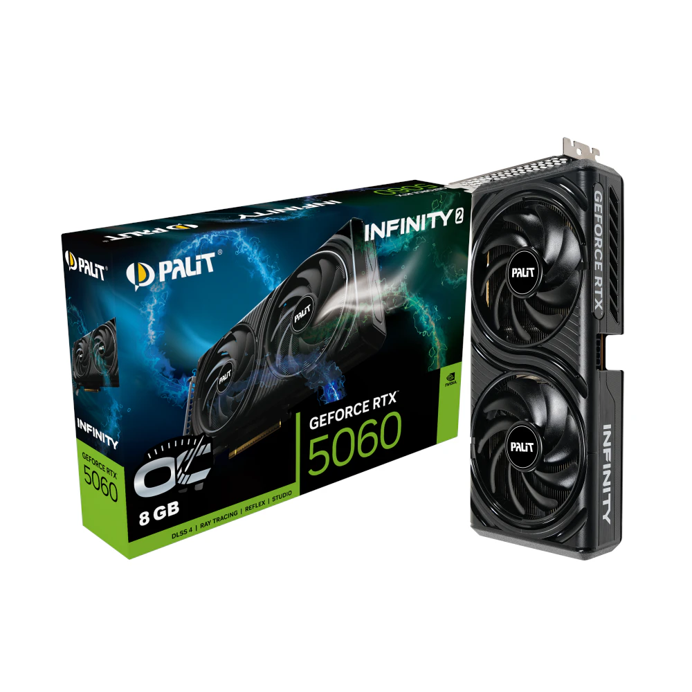 A large main feature product image of Palit GeForce RTX 5060 Infinity 2 OC 8GB GDDR7