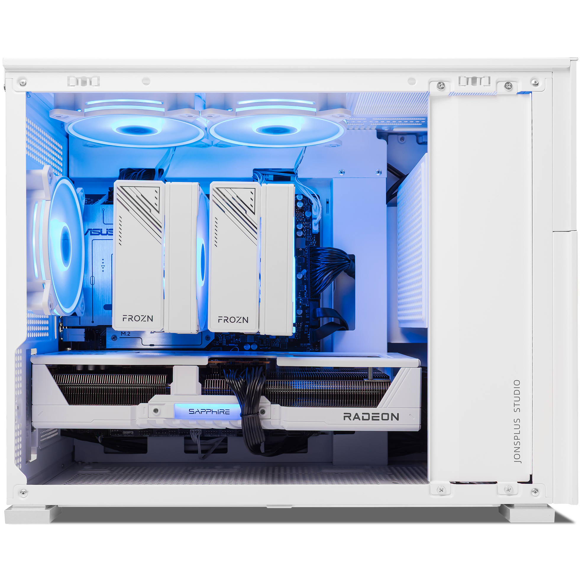 A large main feature product image of EX-DEMO PLE Polar RX 9070 XT Prebuild Ready To Go Gaming PC