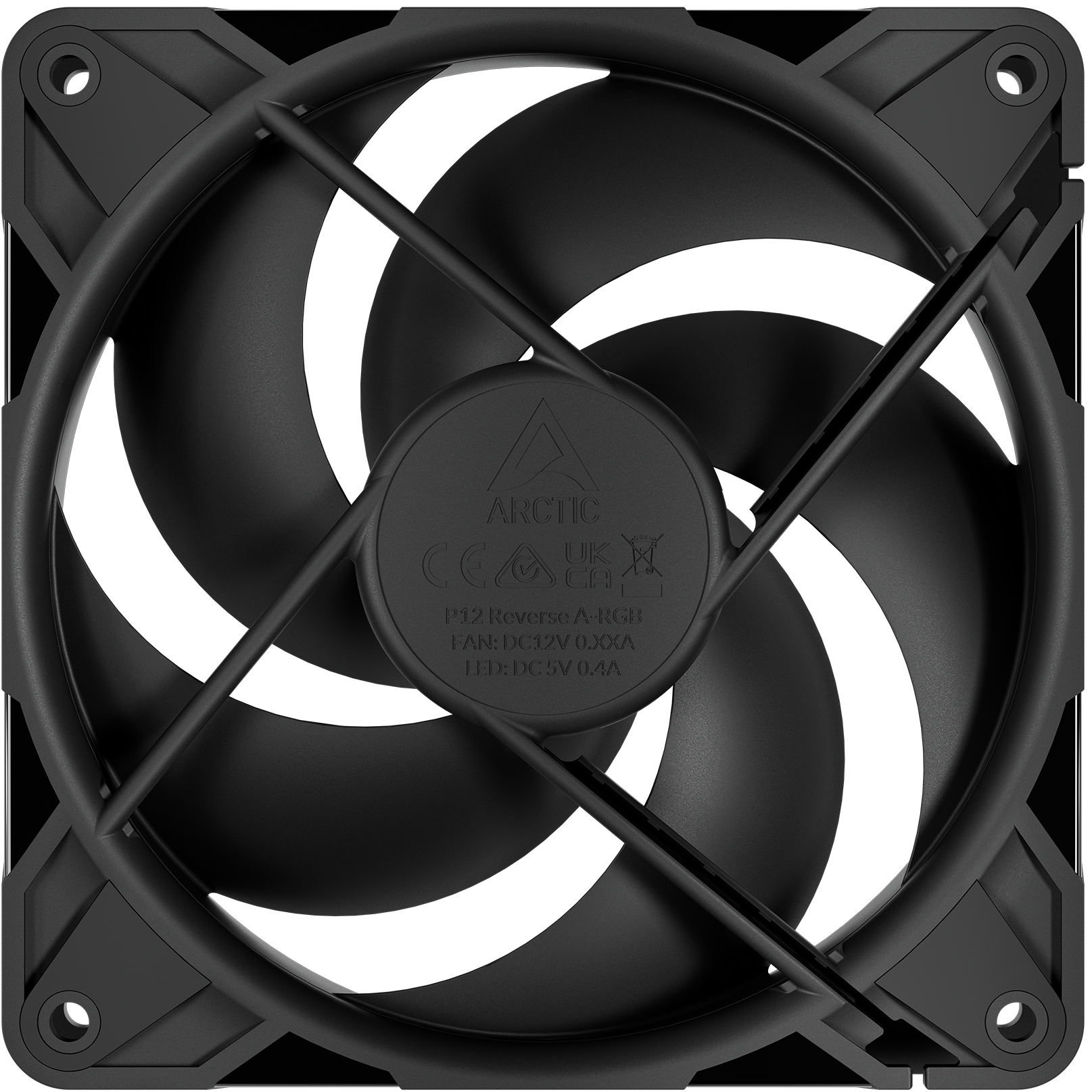 A large main feature product image of ARCTIC P12 Pro Reverse 120mm Performance PWM Fan (Black)