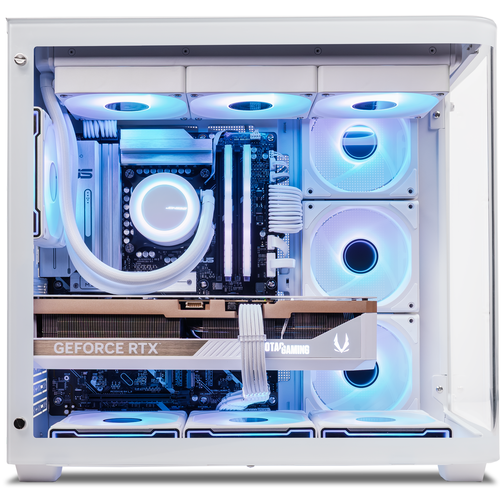 A large main feature product image of PLE Eclipse RTX 5080 Prebuilt Ready To Go Gaming PC