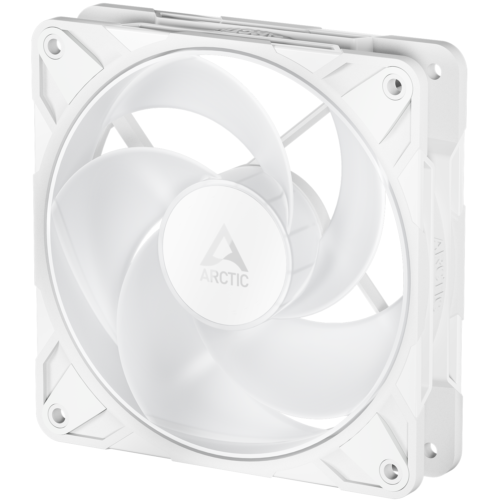 A large main feature product image of ARCTIC P12 Pro Reverse ARGB 120mm Performance PWM Fan (White)