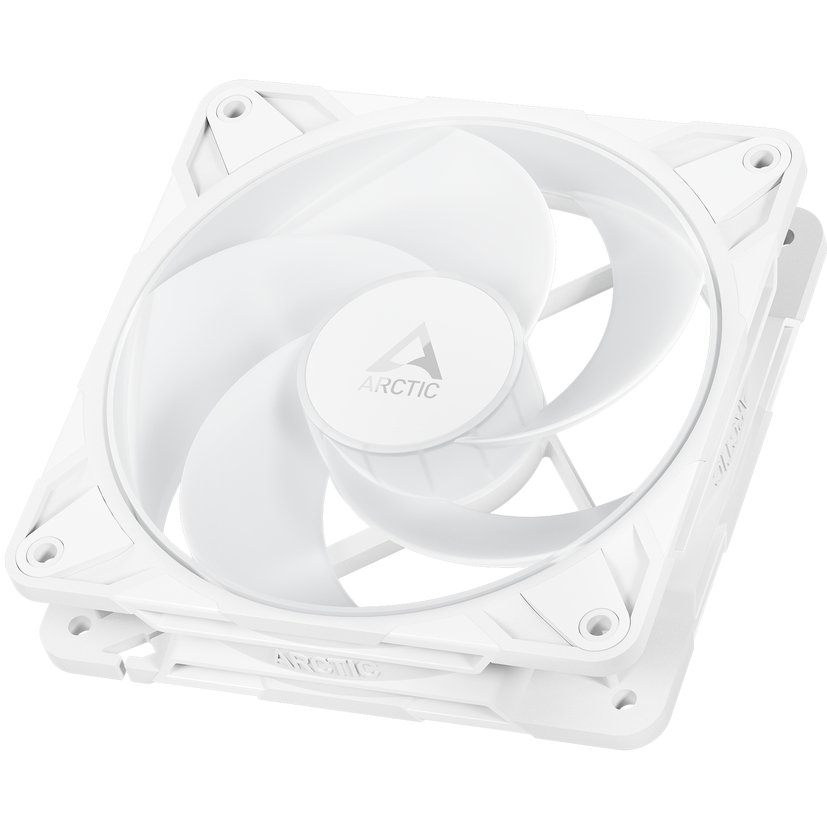 A large main feature product image of ARCTIC P12 Pro Reverse ARGB 120mm Performance PWM Fan (White)