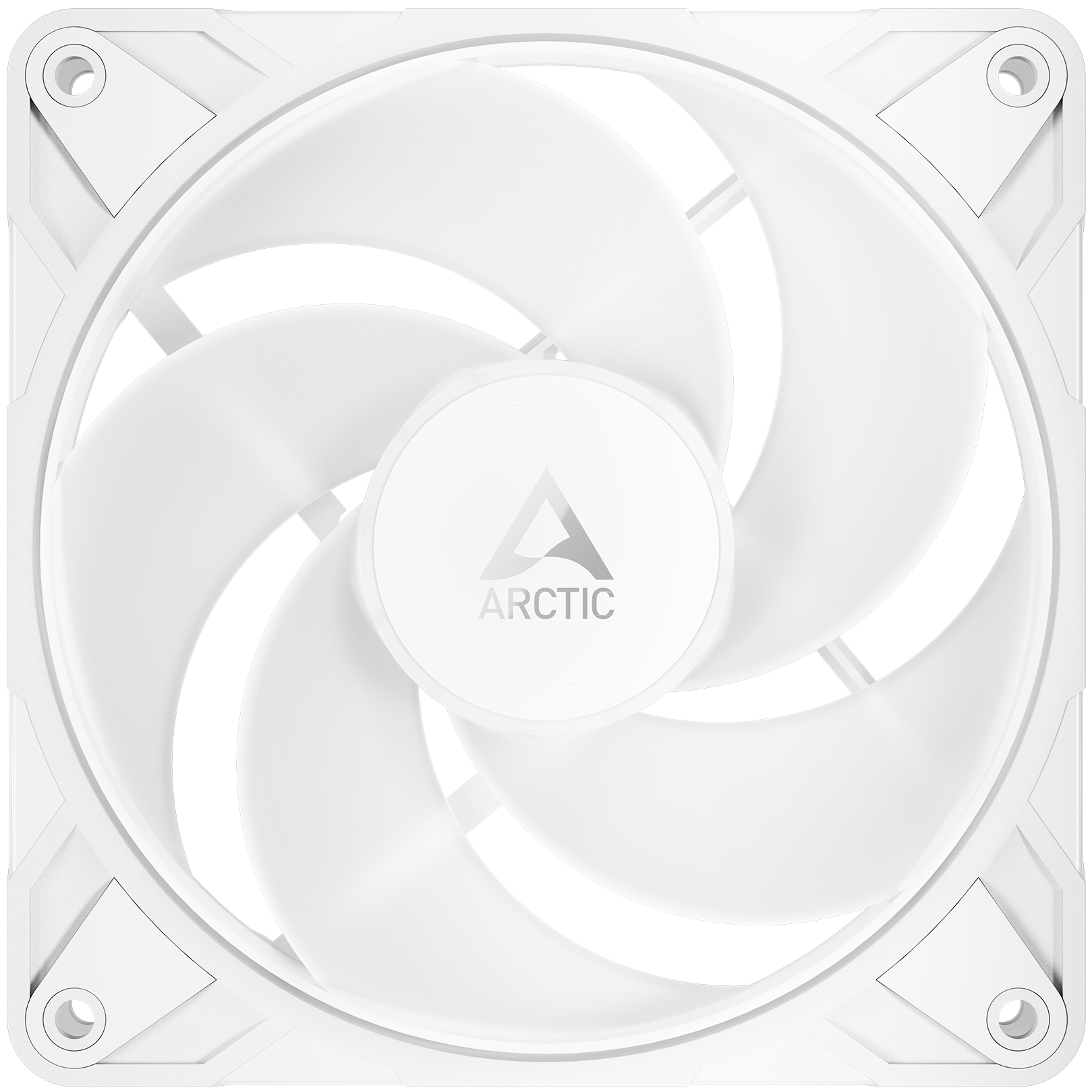 A large main feature product image of ARCTIC P12 Pro Reverse ARGB 120mm Performance PWM Fan 3-Pack (White)