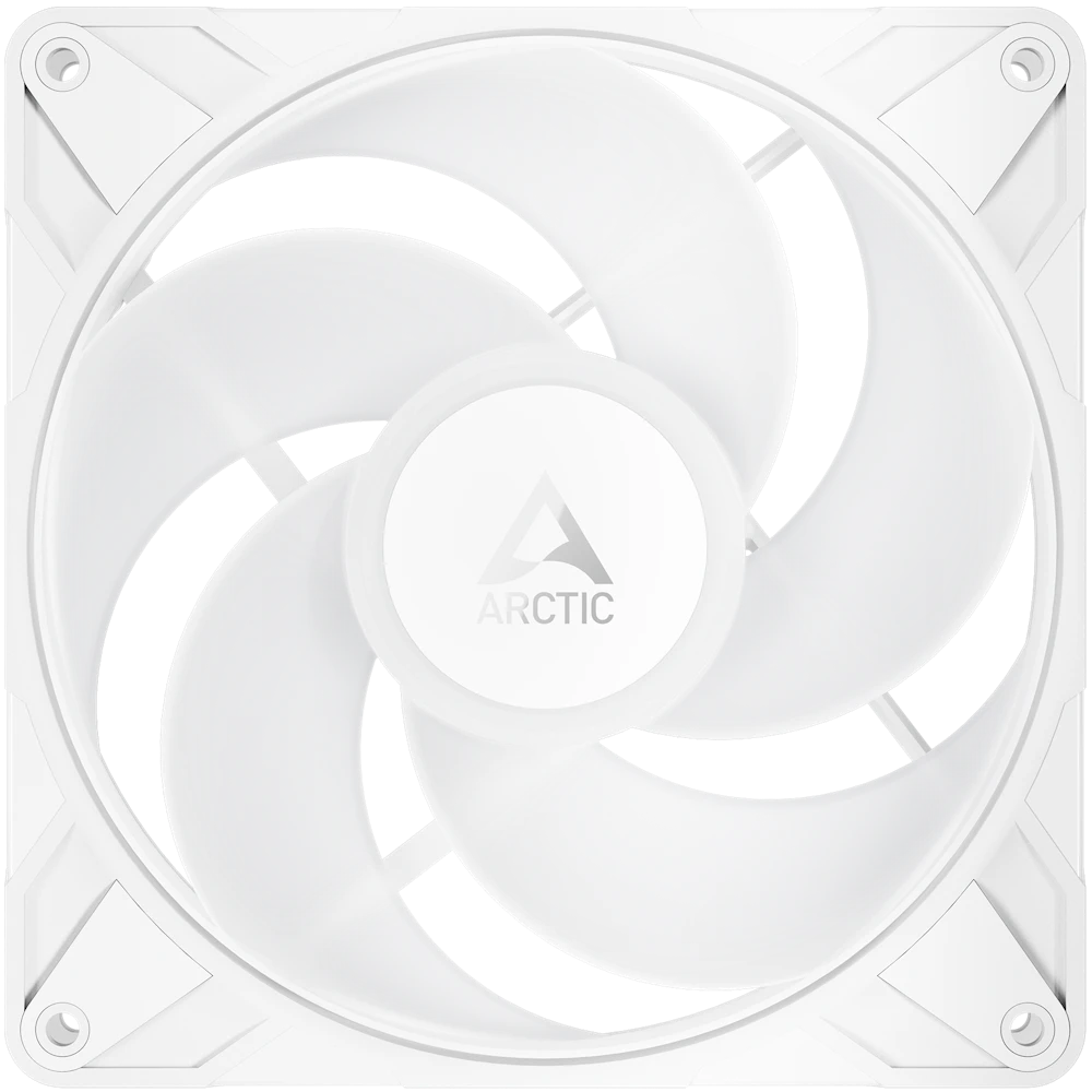 A large main feature product image of ARCTIC P14 Pro Reverse ARGB 140mm Performance PWM Fan (White)