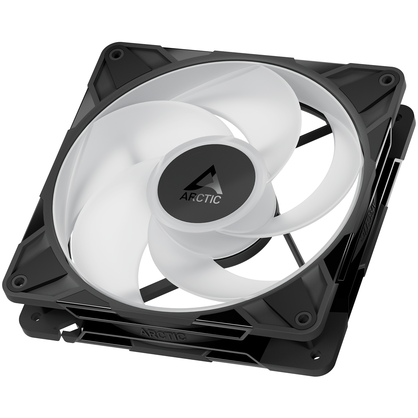A large main feature product image of ARCTIC P14 Pro Reverse ARGB 140mm Performance PWM Fan 3-Pack (Black)