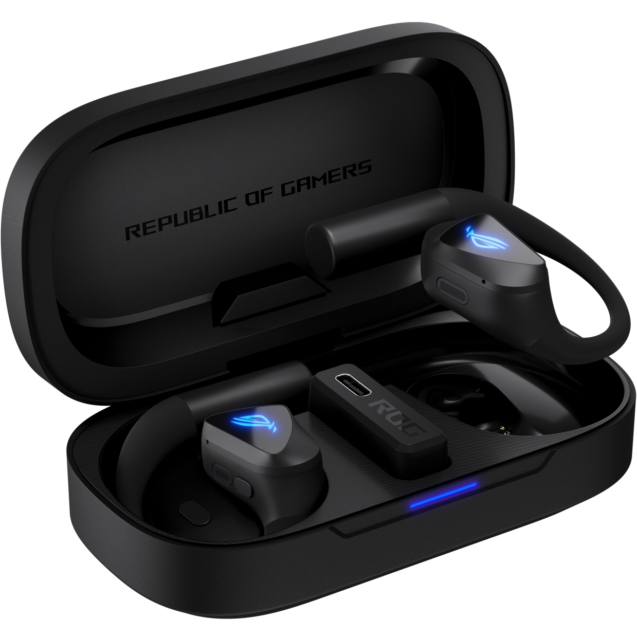 A large main feature product image of ASUS ROG Cetra Open Wireless In-Ear Gaming Earphones
