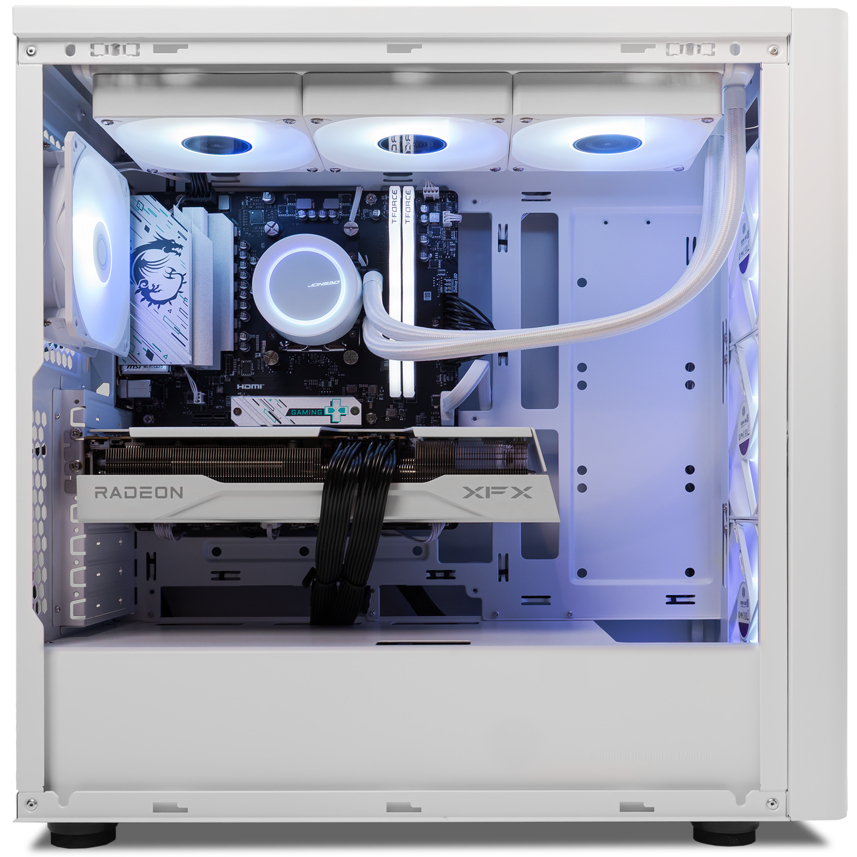 A large main feature product image of EX-DEMO PLE Glacier RX 9070 Prebuilt Ready To Go Gaming PC